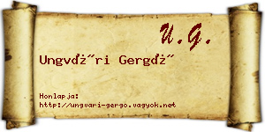 Ungvári Gergő névjegykártya
